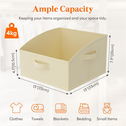 Trapezoid Closet Storage Bin for Shelf, 6 Packs 23L, Beige