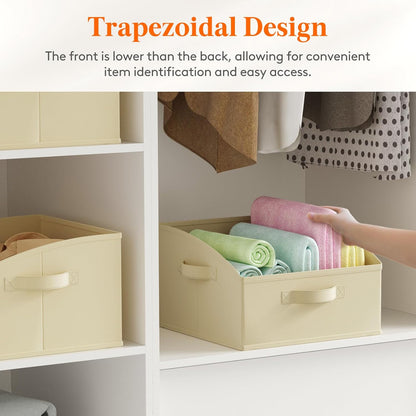 Trapezoid Closet Storage Bin for Shelf, 6 Packs 23L, Beige