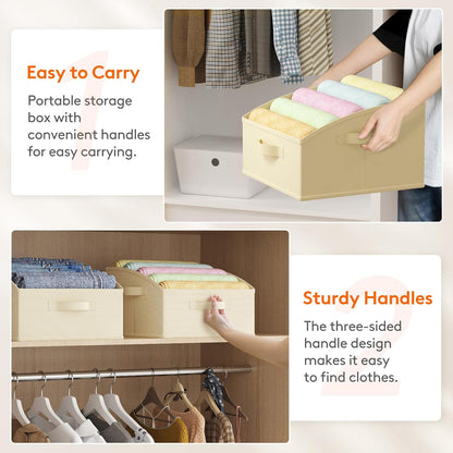 Trapezoid Closet Storage Bin for Shelf, 6 Packs 23L, Beige