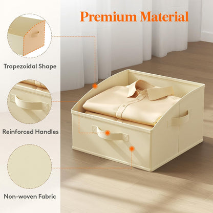 Trapezoid Closet Storage Bin for Shelf, 6 Packs 23L, Beige