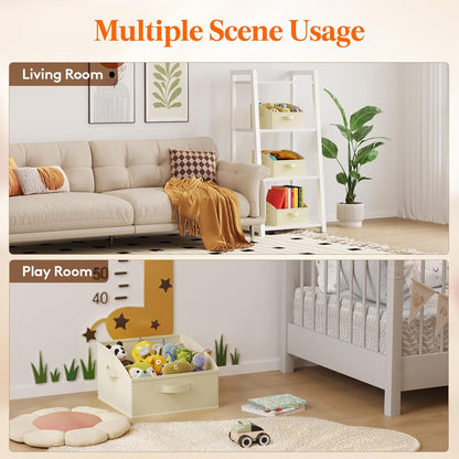 Trapezoid Closet Storage Bin for Shelf, 6 Packs 23L, Beige