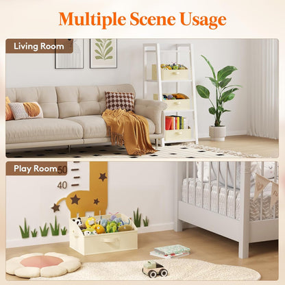 Trapezoid Closet Storage Bin for Shelf, 6 Packs 23L, Beige