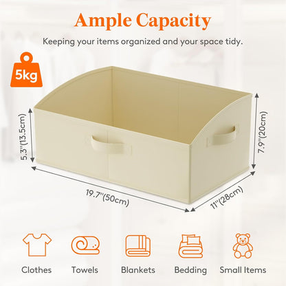 Trapezoid Closet Storage Bin for Shelf, 6 Packs 23L, Beige