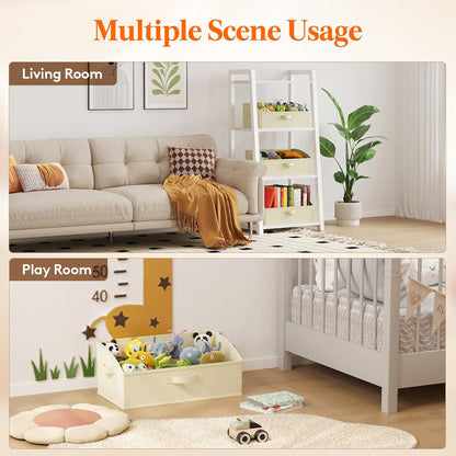 Trapezoid Closet Storage Bin for Shelf, 6 Packs 23L, Beige