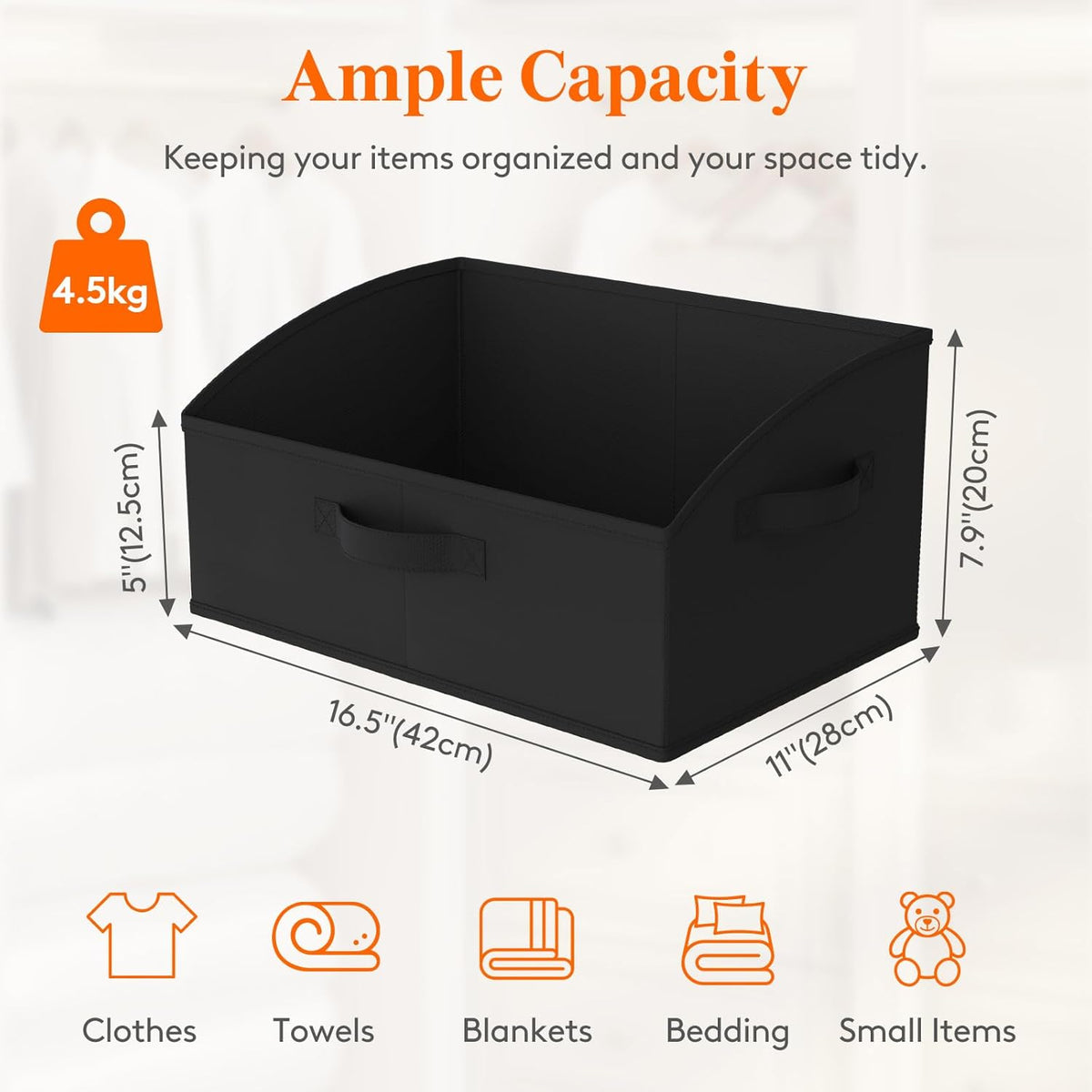 Trapezoid Closet Storage Bin for Shelf, 6 Packs 23L, Beige