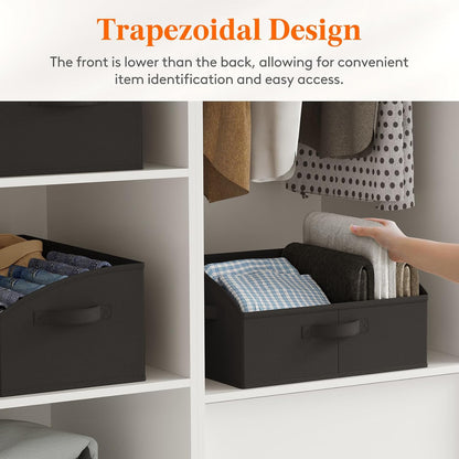 Trapezoid Closet Storage Bin for Shelf, 6 Packs 23L, Beige