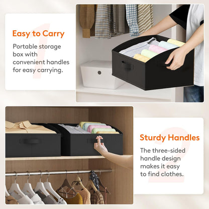 Trapezoid Closet Storage Bin for Shelf, 6 Packs 23L, Beige