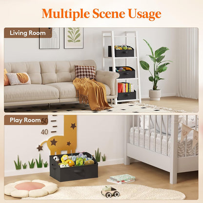 Trapezoid Closet Storage Bin for Shelf, 6 Packs 23L, Beige