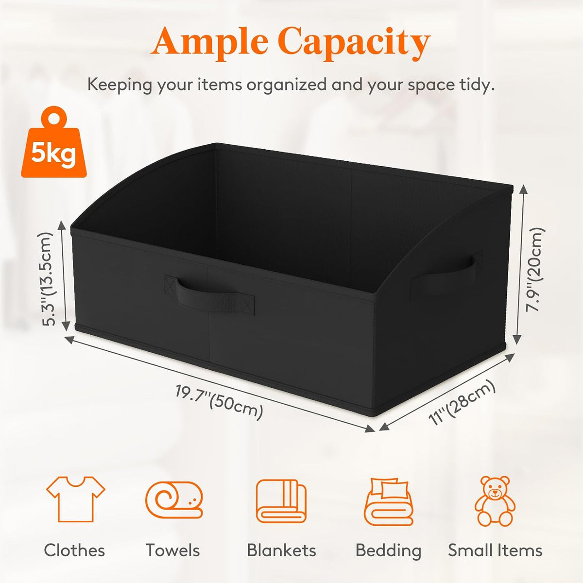 Trapezoid Closet Storage Bin for Shelf, 6 Packs 23L, Beige
