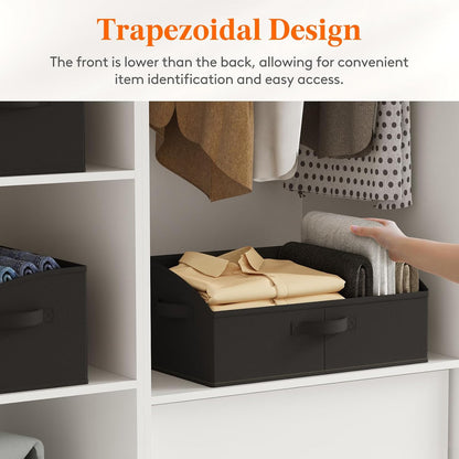 Trapezoid Closet Storage Bin for Shelf, 6 Packs 23L, Beige