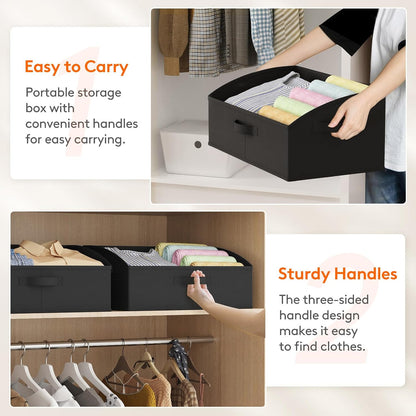 Trapezoid Closet Storage Bin for Shelf, 6 Packs 23L, Beige