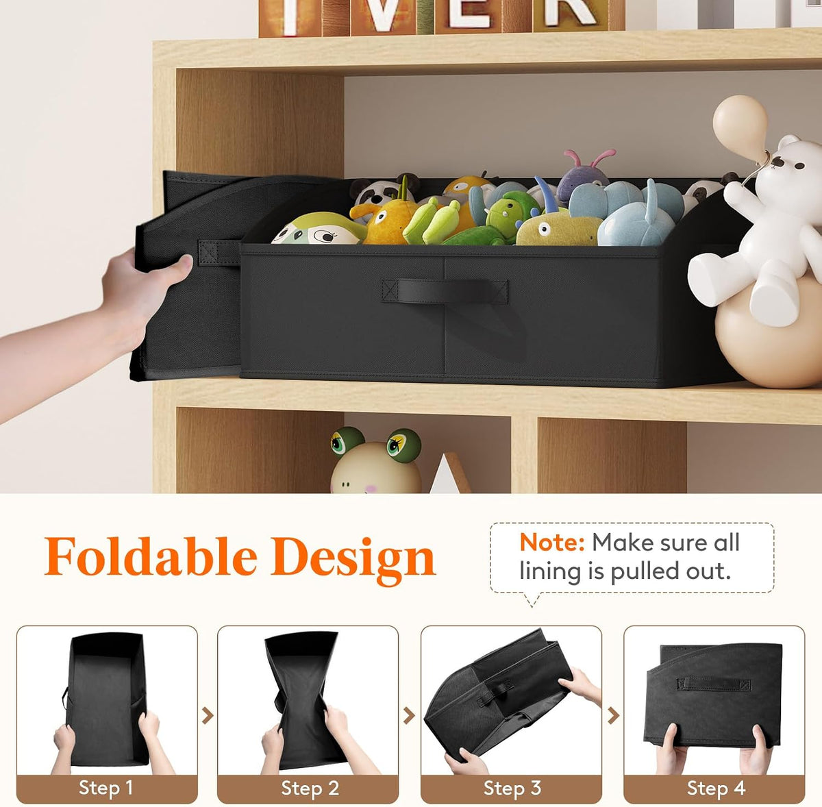 Trapezoid Closet Storage Bin for Shelf, 6 Packs 23L, Beige
