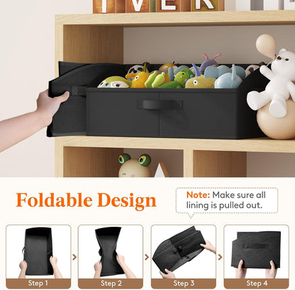 Trapezoid Closet Storage Bin for Shelf, 6 Packs 23L, Beige
