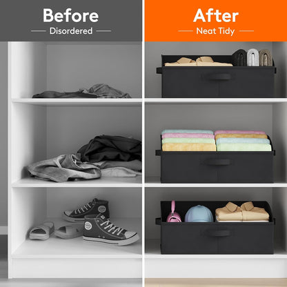 Trapezoid Closet Storage Bin for Shelf, 6 Packs 23L, Beige