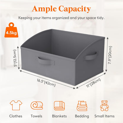 Trapezoid Closet Storage Bin for Shelf, 6 Packs 23L, Beige