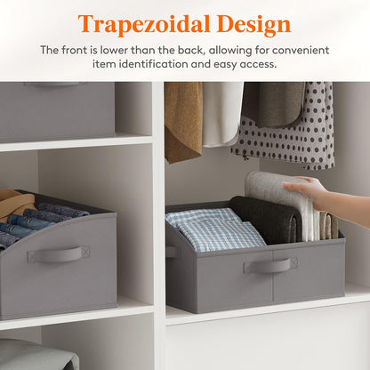 Trapezoid Closet Storage Bin for Shelf, 6 Packs 23L, Beige