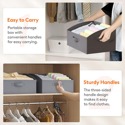 Trapezoid Closet Storage Bin for Shelf, 6 Packs 23L, Beige