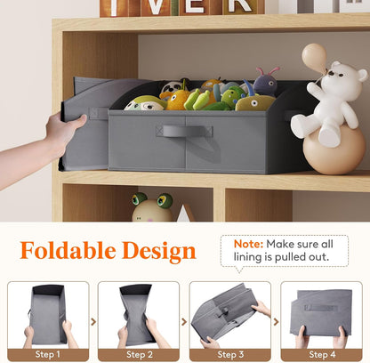 Trapezoid Closet Storage Bin for Shelf, 6 Packs 23L, Beige