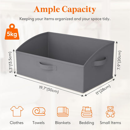 Trapezoid Closet Storage Bin for Shelf, 6 Packs 23L, Beige