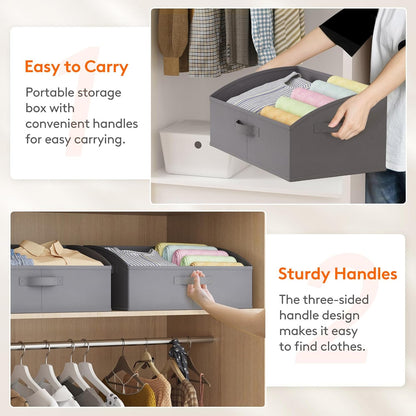 Trapezoid Closet Storage Bin for Shelf, 6 Packs 23L, Beige