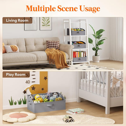 Trapezoid Closet Storage Bin for Shelf, 6 Packs 23L, Beige