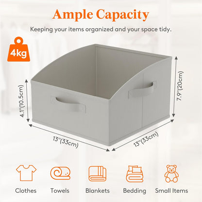 Trapezoid Closet Storage Bin for Shelf, 6 Packs 23L, Beige