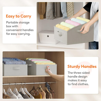 Trapezoid Closet Storage Bin for Shelf, 6 Packs 23L, Beige