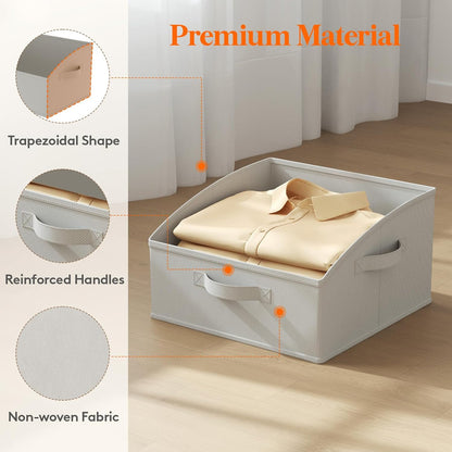 Trapezoid Closet Storage Bin for Shelf, 6 Packs 23L, Beige