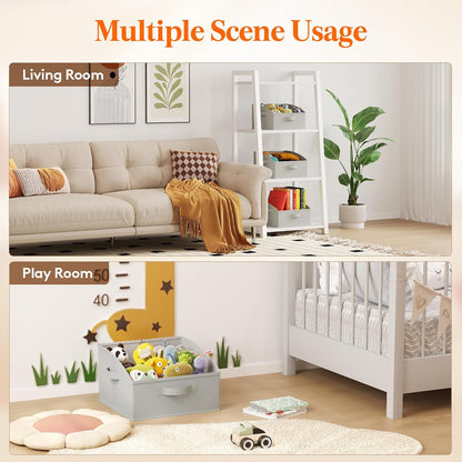 Trapezoid Closet Storage Bin for Shelf, 6 Packs 23L, Beige