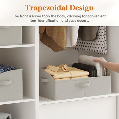 Trapezoid Closet Storage Bin for Shelf, 6 Packs 23L, Beige