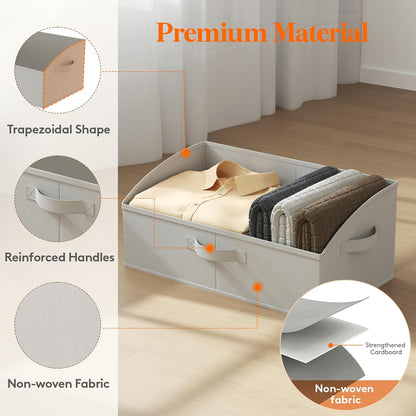 Trapezoid Closet Storage Bin for Shelf, 6 Packs 23L, Beige