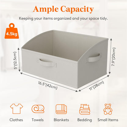 Trapezoid Closet Storage Bin for Shelf, 6 Packs 23L, Beige