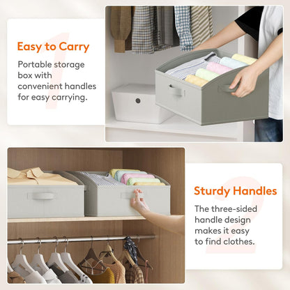 Trapezoid Closet Storage Bin for Shelf, 6 Packs 23L, Beige