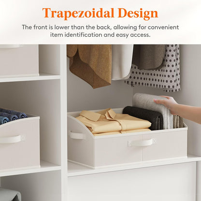 Trapezoid Closet Storage Bin for Shelf, 6 Packs 23L, Beige