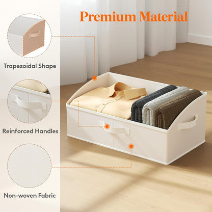 Trapezoid Closet Storage Bin for Shelf, 6 Packs 23L, Beige