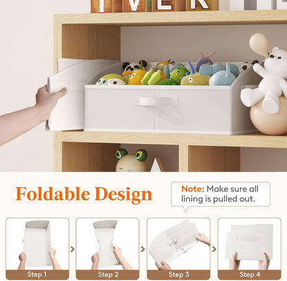 Trapezoid Closet Storage Bin for Shelf, 6 Packs 23L, Beige