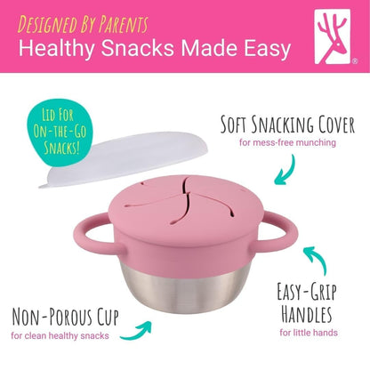 Kids/Toddler Stainless Steel Snack Cups + Travel Lids | 2pk