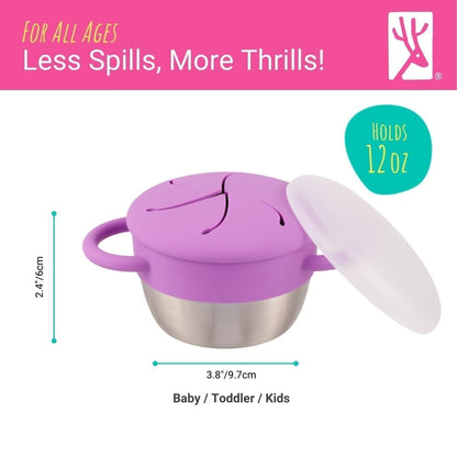 Kids/Toddler Stainless Steel Snack Cups + Travel Lids | 2pk