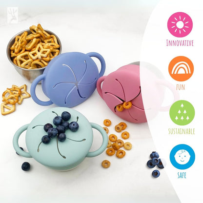 Kids/Toddler Stainless Steel Snack Cups + Travel Lids | 2pk