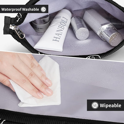 WLLWOO 2pcs Makeup Bag Checkered Corduroy Cosmetic Pouch for Women Purse