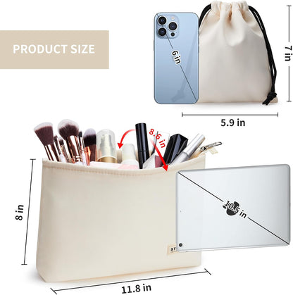 WLLWOO 2pcs Makeup Bag Checkered Corduroy Cosmetic Pouch for Women Purse