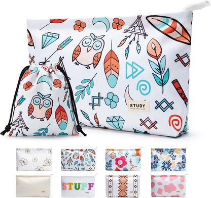 WLLWOO 2pcs Makeup Bag Checkered Corduroy Cosmetic Pouch for Women Purse