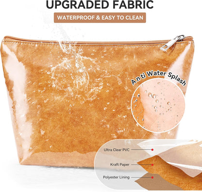 WLLWOO 2pcs Makeup Bag Checkered Corduroy Cosmetic Pouch for Women Purse