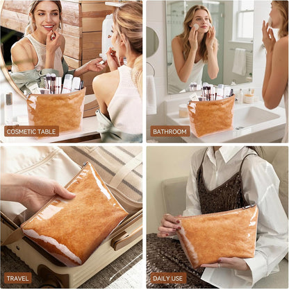 WLLWOO 2pcs Makeup Bag Checkered Corduroy Cosmetic Pouch for Women Purse