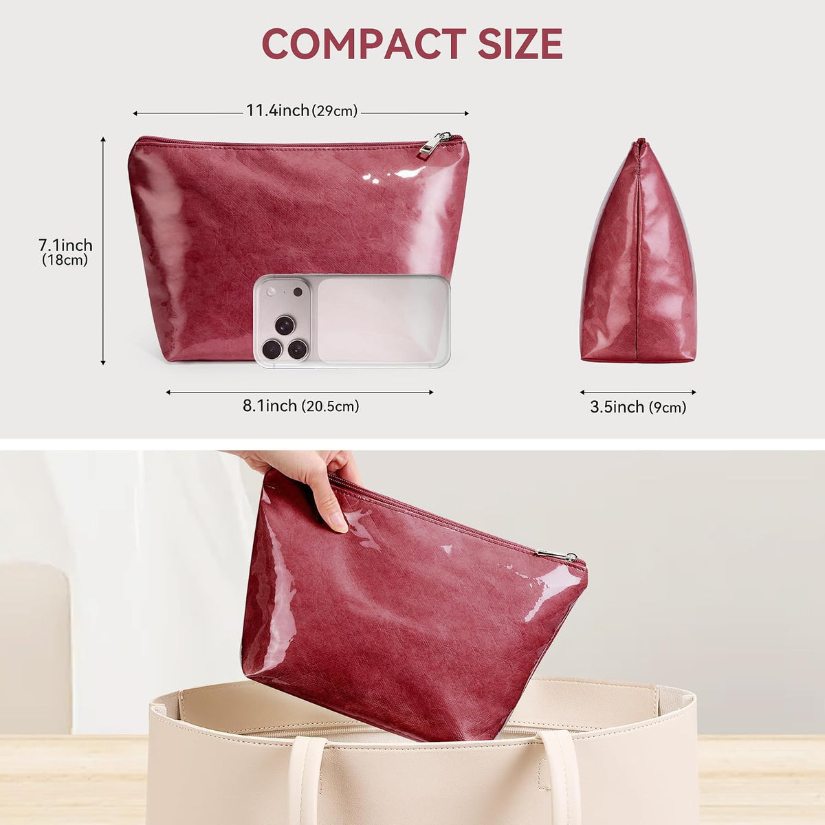 WLLWOO 2pcs Makeup Bag Checkered Corduroy Cosmetic Pouch for Women Purse
