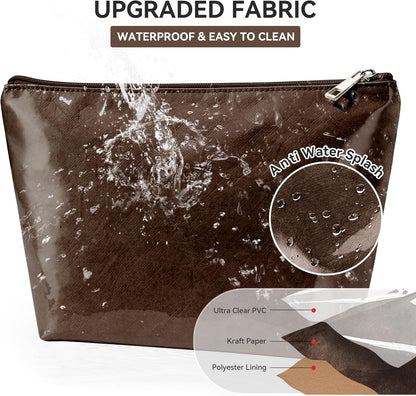 WLLWOO 2pcs Makeup Bag Checkered Corduroy Cosmetic Pouch for Women Purse