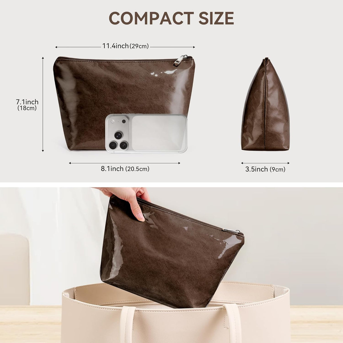 WLLWOO 2pcs Makeup Bag Checkered Corduroy Cosmetic Pouch for Women Purse