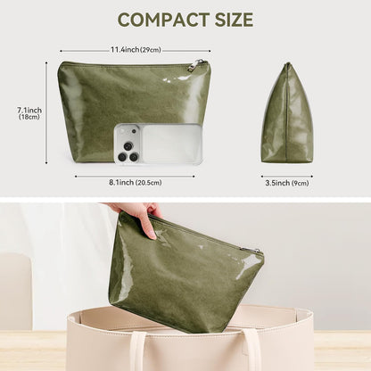 WLLWOO 2pcs Makeup Bag Checkered Corduroy Cosmetic Pouch for Women Purse