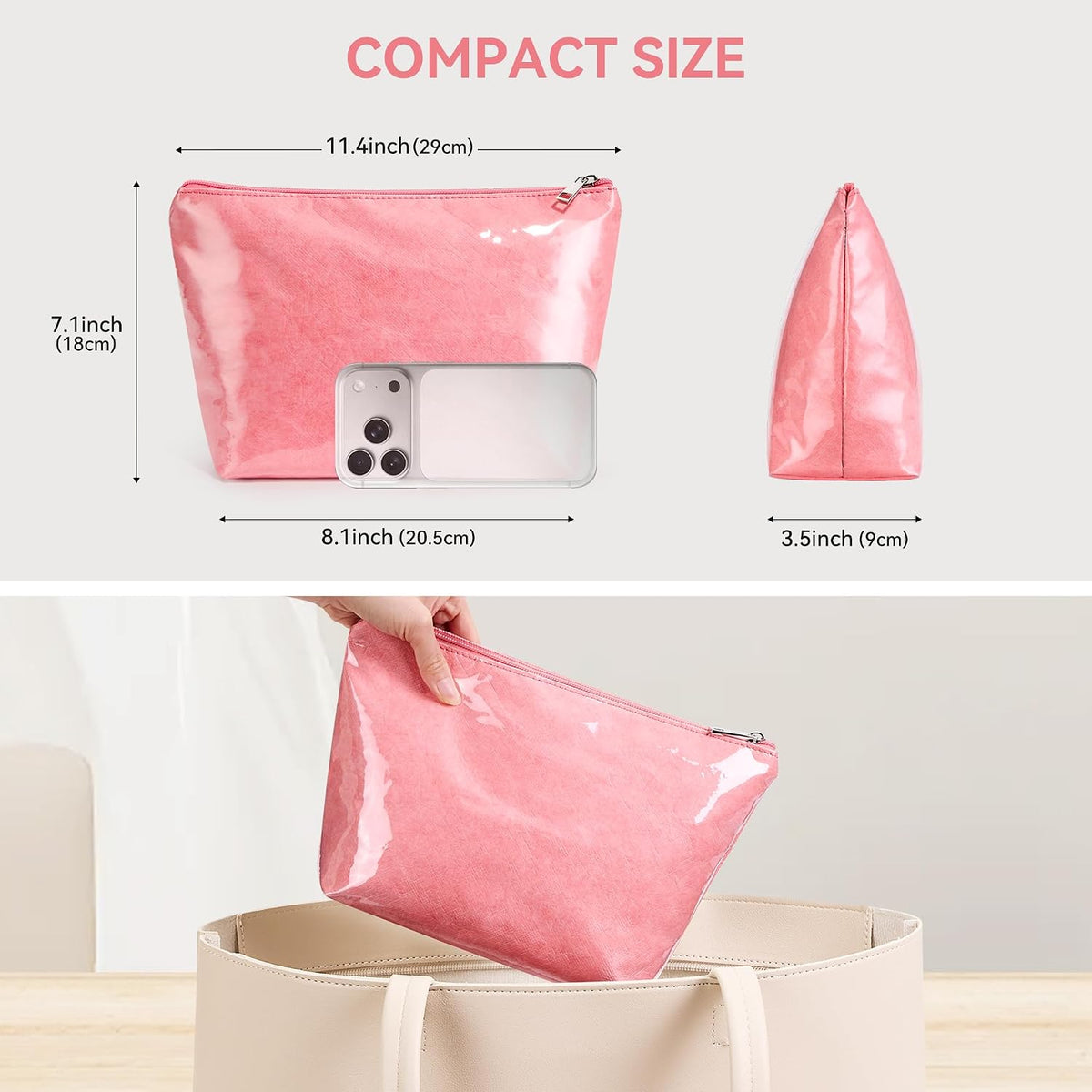 WLLWOO 2pcs Makeup Bag Checkered Corduroy Cosmetic Pouch for Women Purse