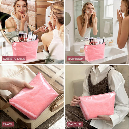 WLLWOO 2pcs Makeup Bag Checkered Corduroy Cosmetic Pouch for Women Purse